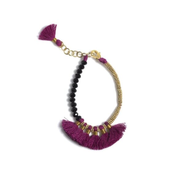NWT! Rylee Beaded Gold Boho Fringe Bracelet - Picture 1 of 1